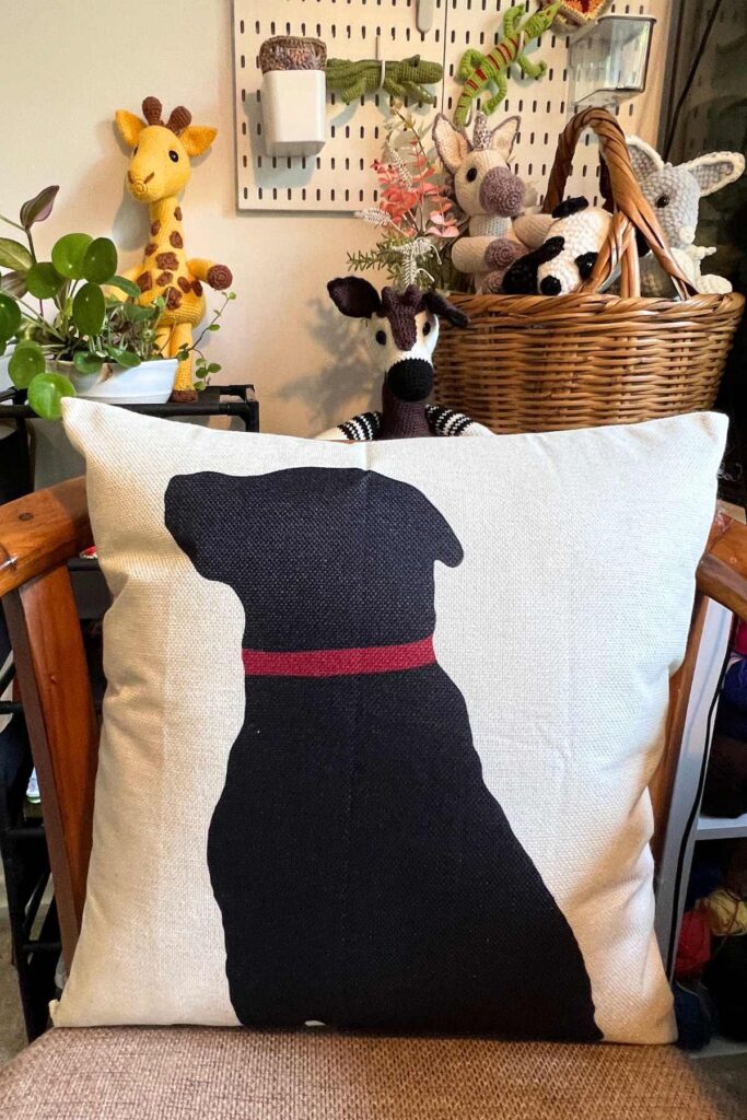 image of black lab pillow