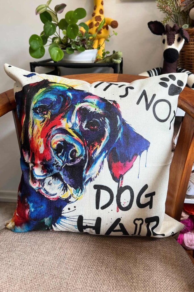 image of comedy labrador pillow