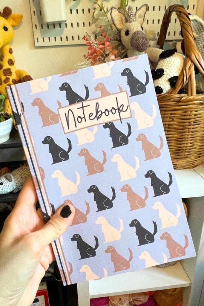 image of labrador notepad with brown, black and yellow labs